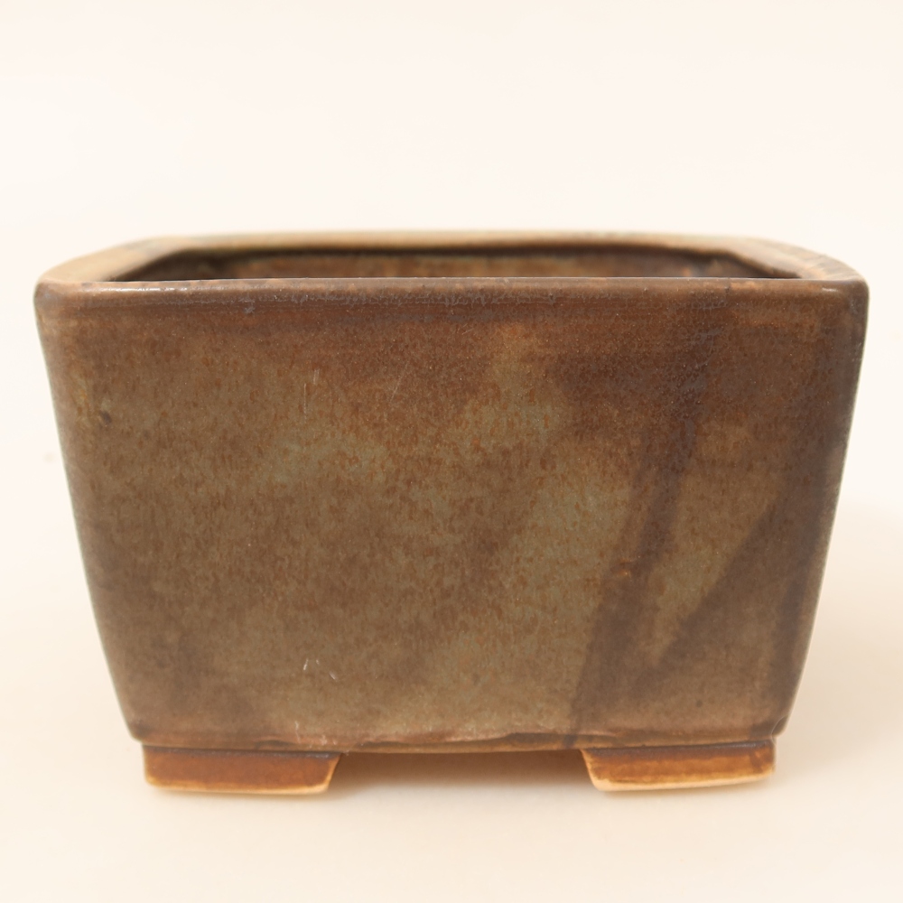 Keramická bonsai miska 13 x 13 x 8 cm, barva zelená