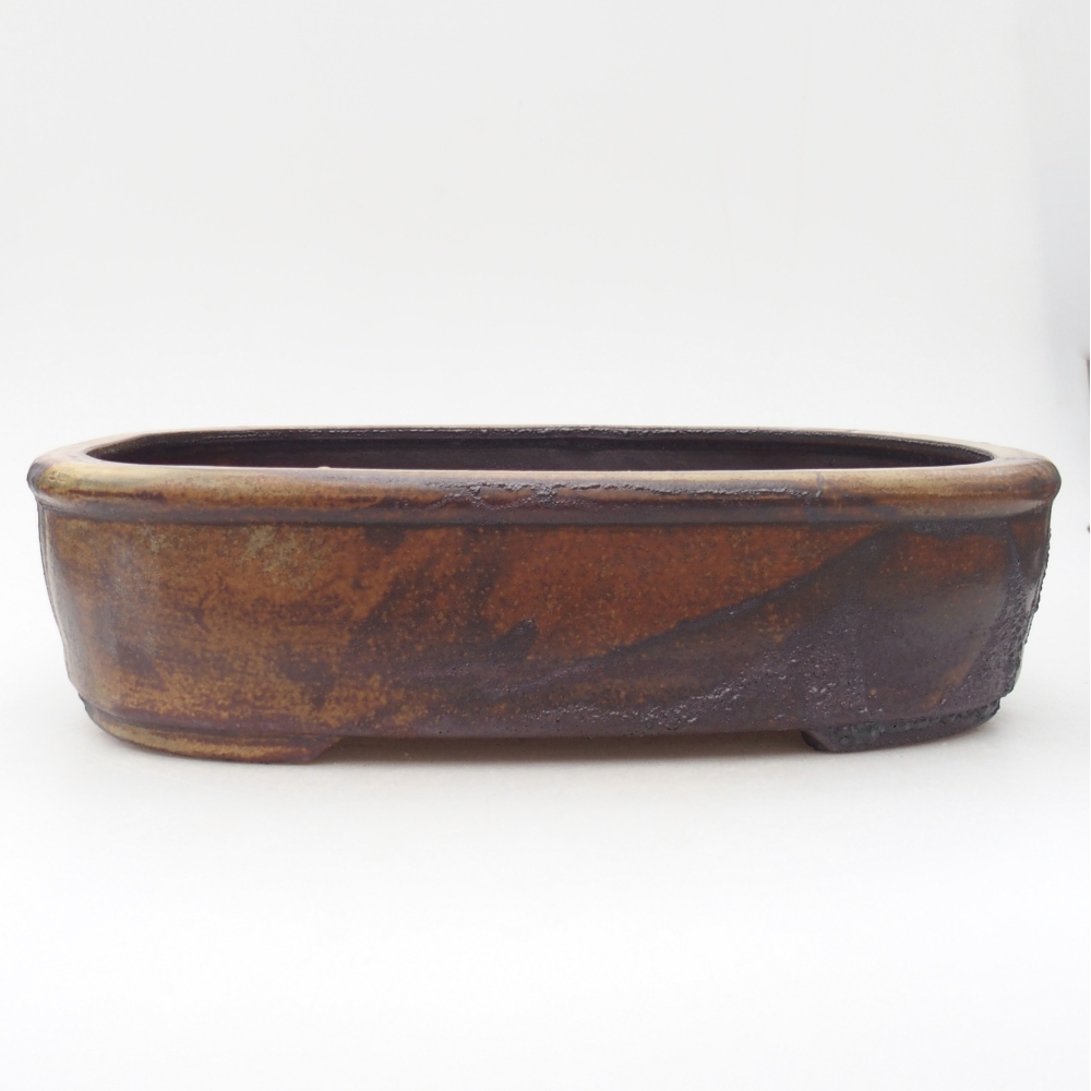 Keramická bonsai miska 32 x 25 x 8 cm, barva hnědozelená