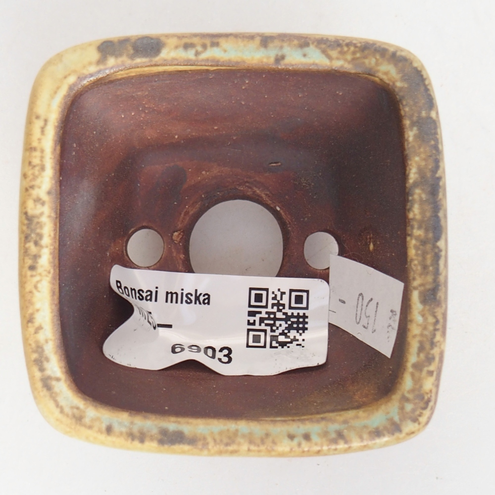 Keramická bonsai miska 6 x 6 x 4 cm, barva zelená