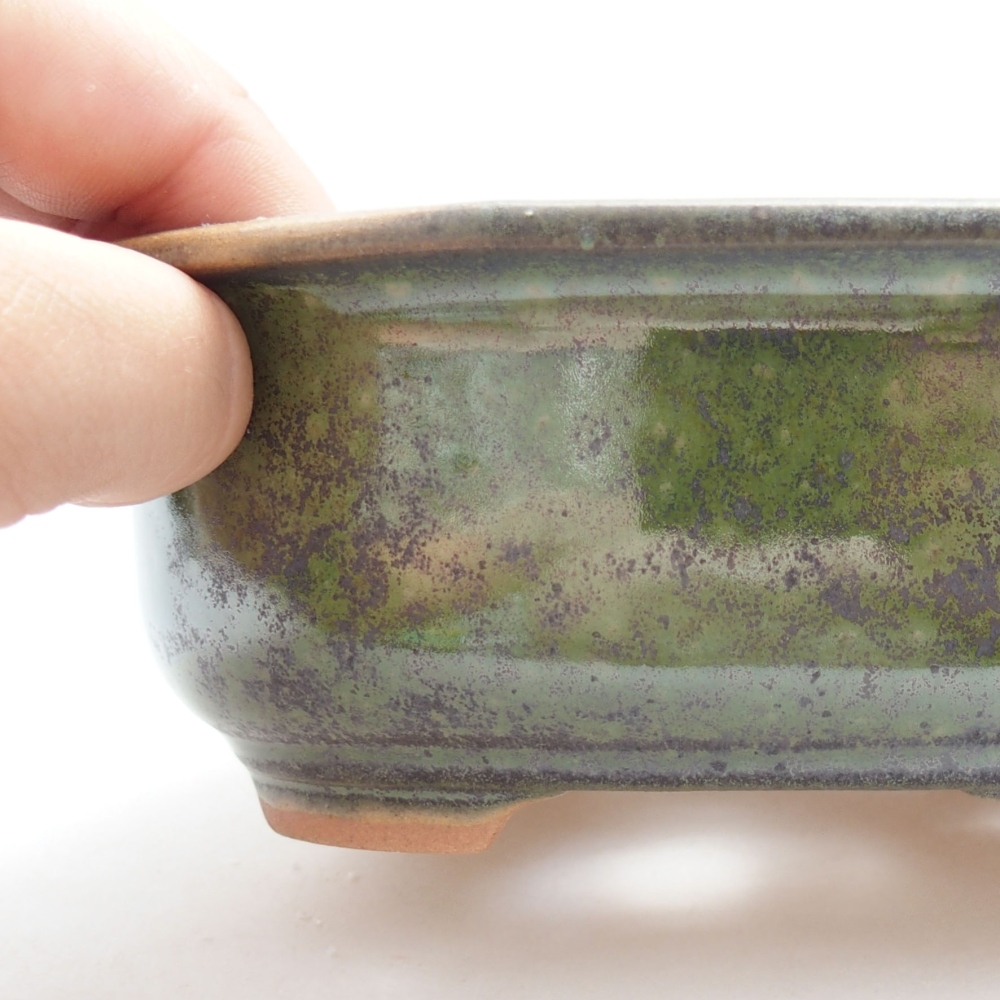 Keramická bonsai miska 15,5 x 12 x 6 cm, barva zelená