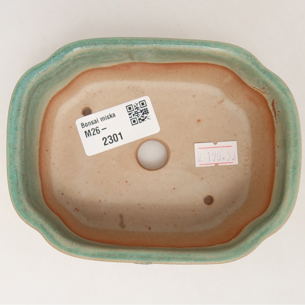 Keramická bonsai miska 12,5 x 10 x 4,5 cm, barva zelená