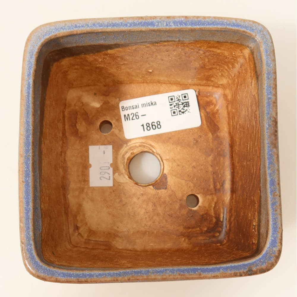 Keramická bonsai miska 10,5 x 10,5 x 7 cm, barva modrá
