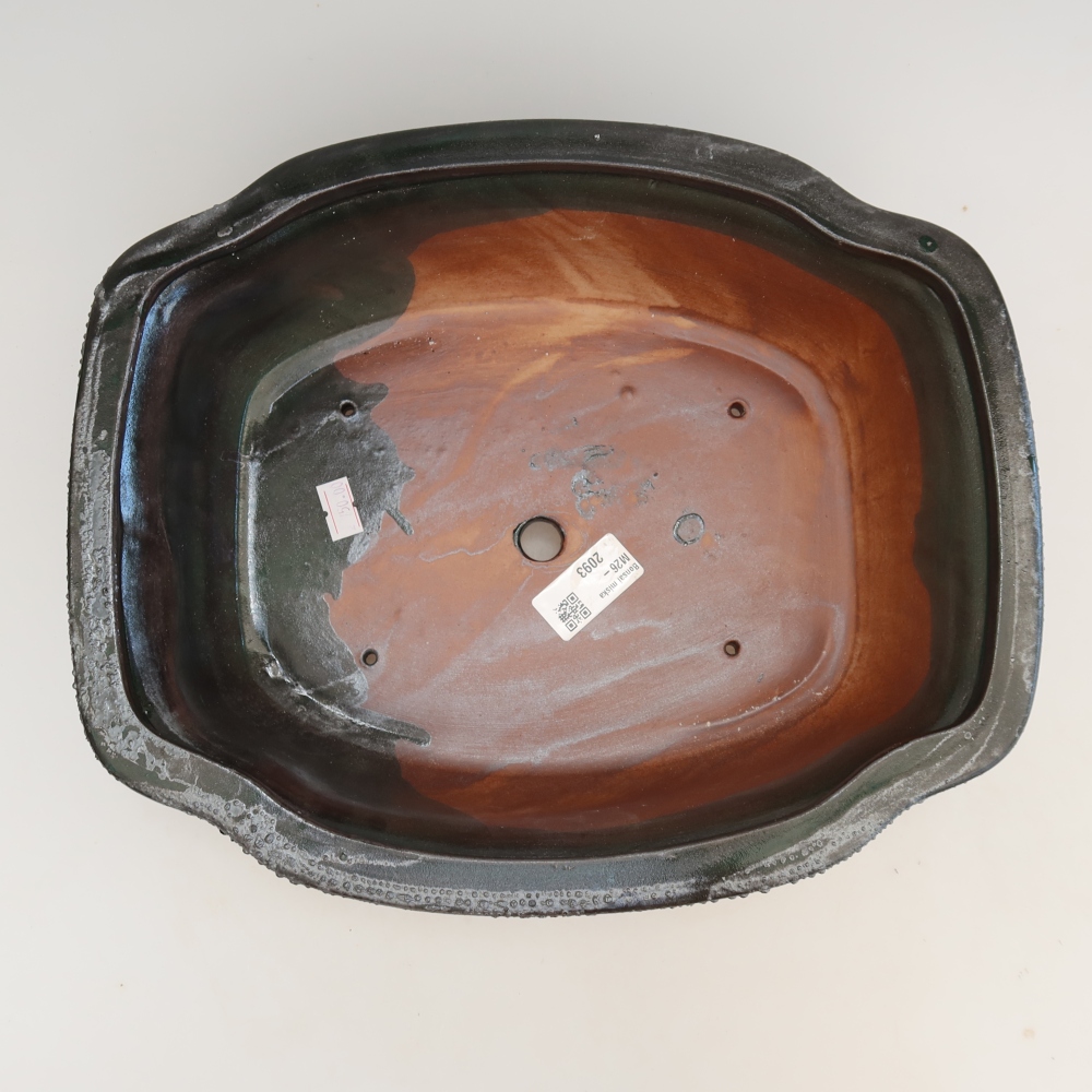 Keramická bonsai miska 30,5 x 25,5 x 10,5 cm, barva zelená