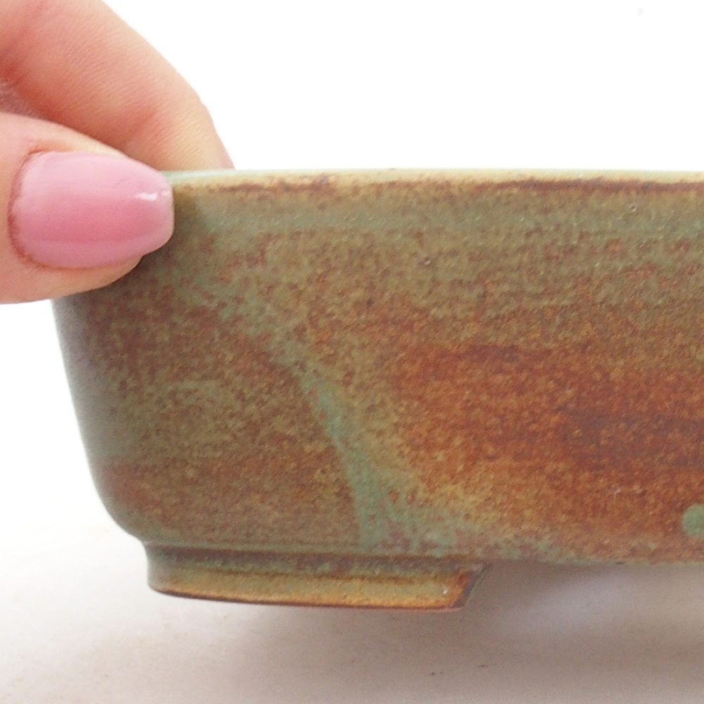 Keramická bonsai miska 15 x 12 x 4,5 cm, barva zelená