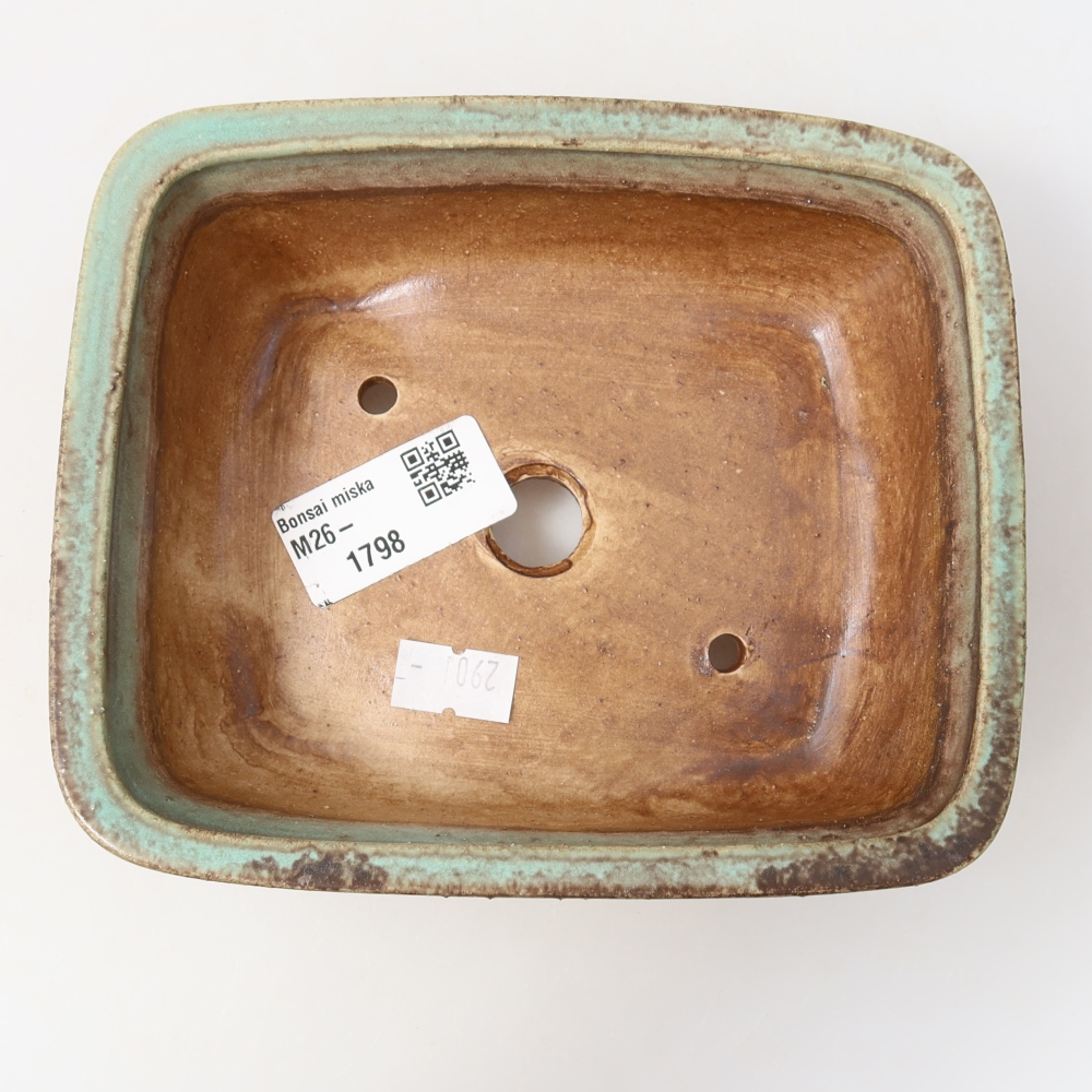Keramická bonsai miska 15 x 13 x 4,5 cm, barva zelená