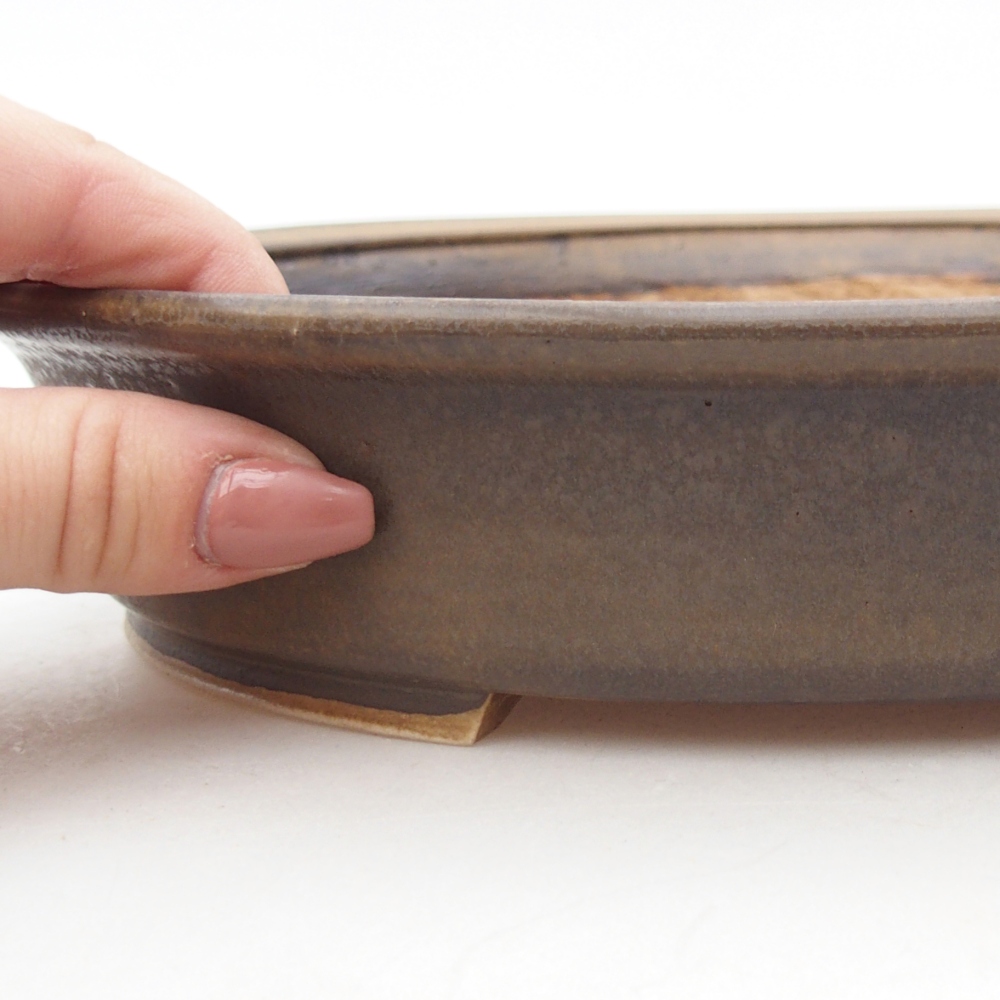 Keramická bonsai miska 24 x 21 x 5 cm, barva hnědá