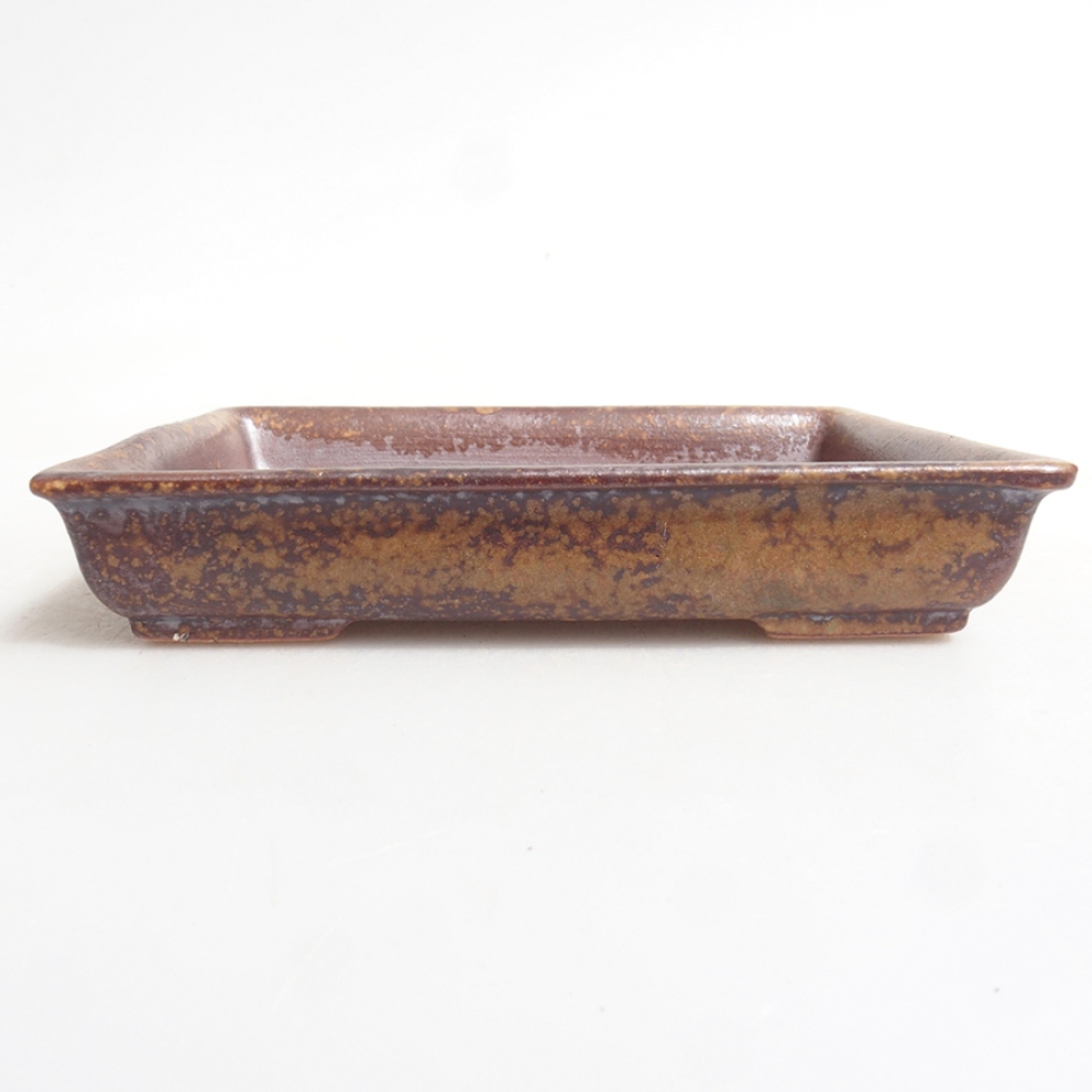 Keramická bonsai miska 13 x 11 x 2,5 cm, barva hnědá