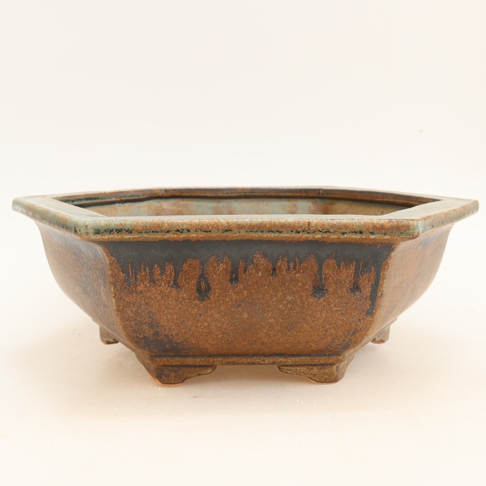 Keramická bonsai miska 28 x 24,5 x 9 cm, barva hnědozelená