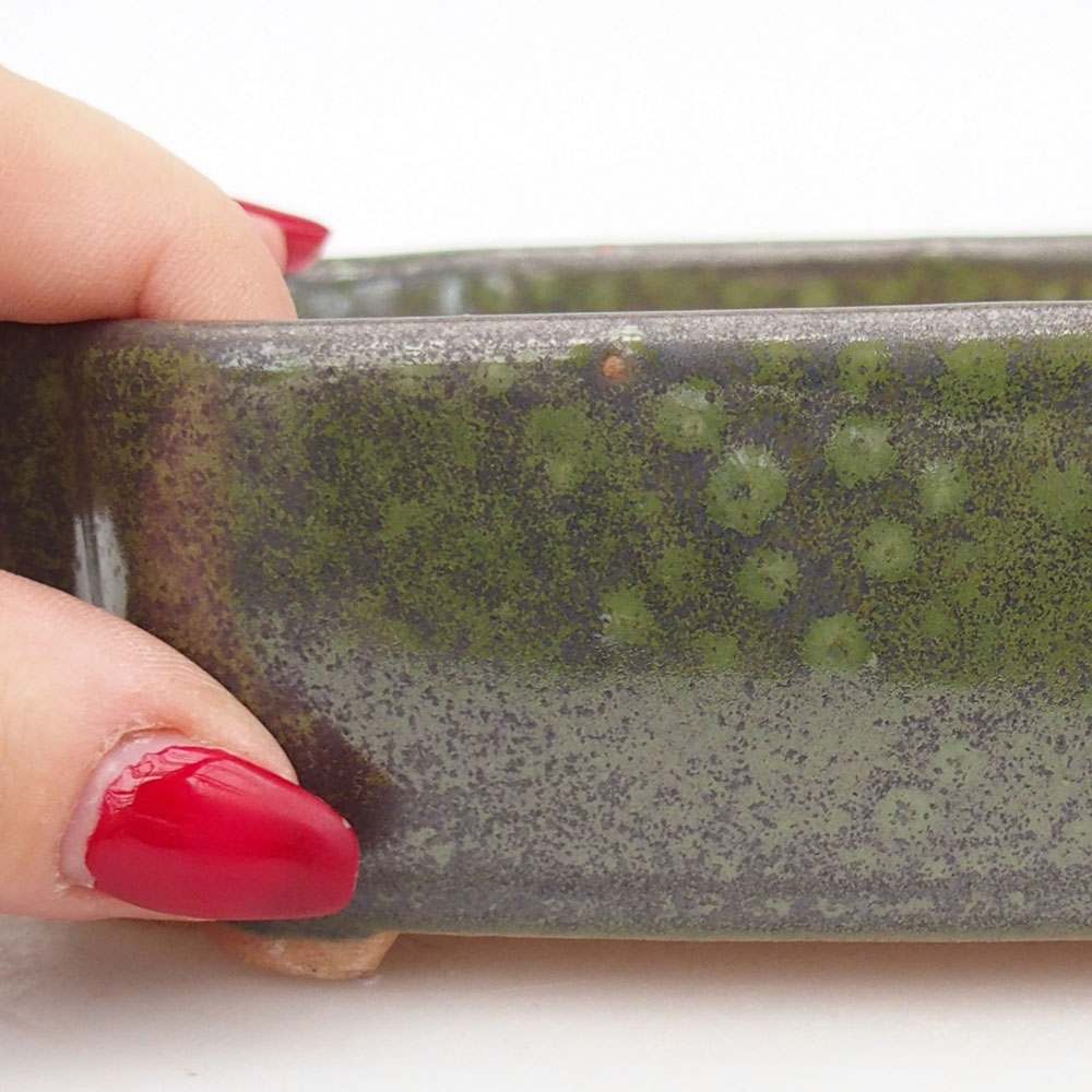 Keramická bonsai miska 16 x 11,5 x 4,5 cm, barva zelená