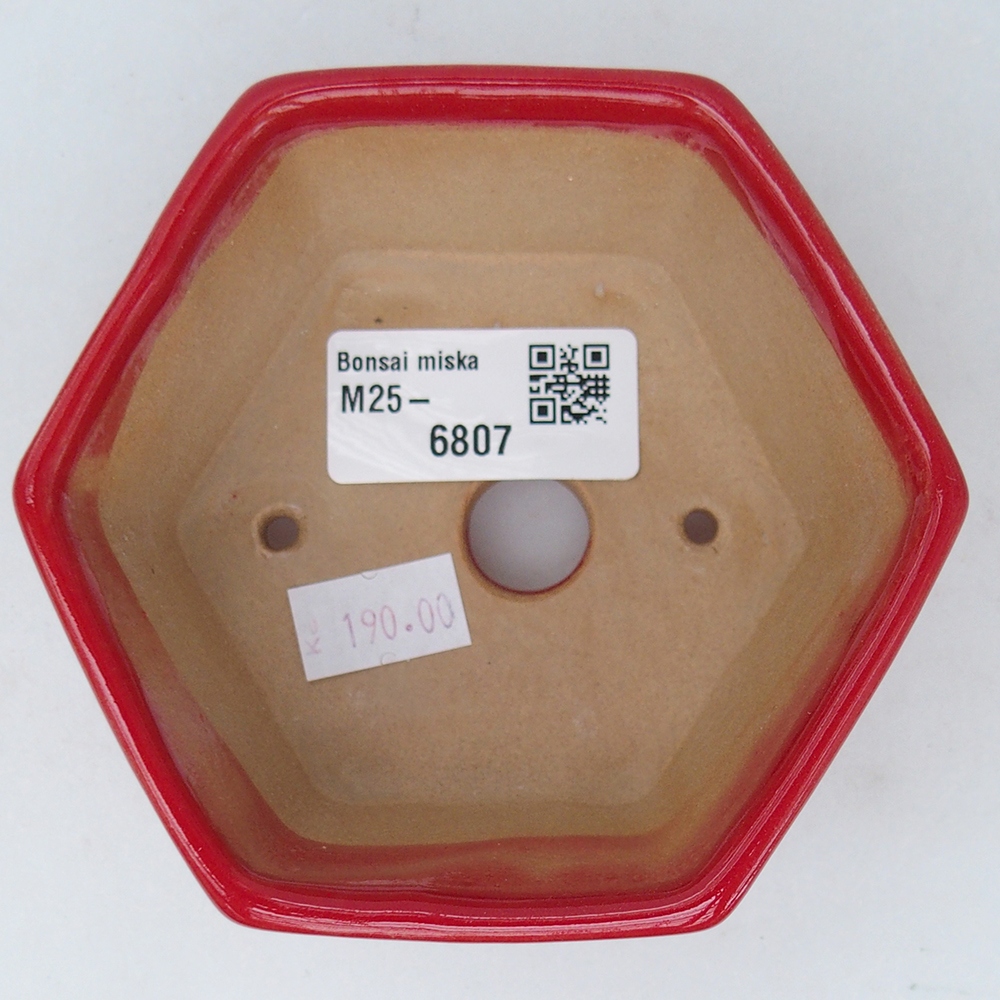 Keramická bonsai miska 10,5 x 9,5  x 5 cm, barva červená