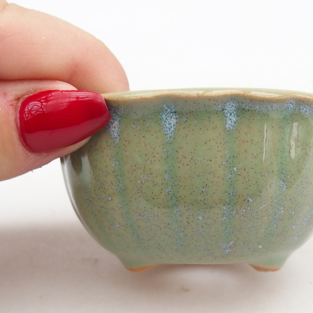 Keramická bonsai miska 7 x 8,5 x 3,5 cm, barva zelená