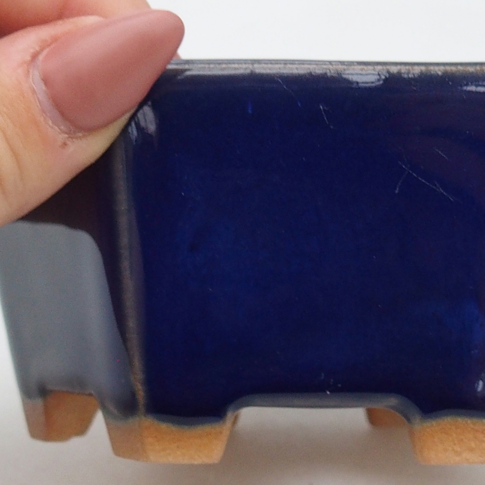 Keramická bonsai miska 10,5 x 9,5  x 5 cm, barva modrá