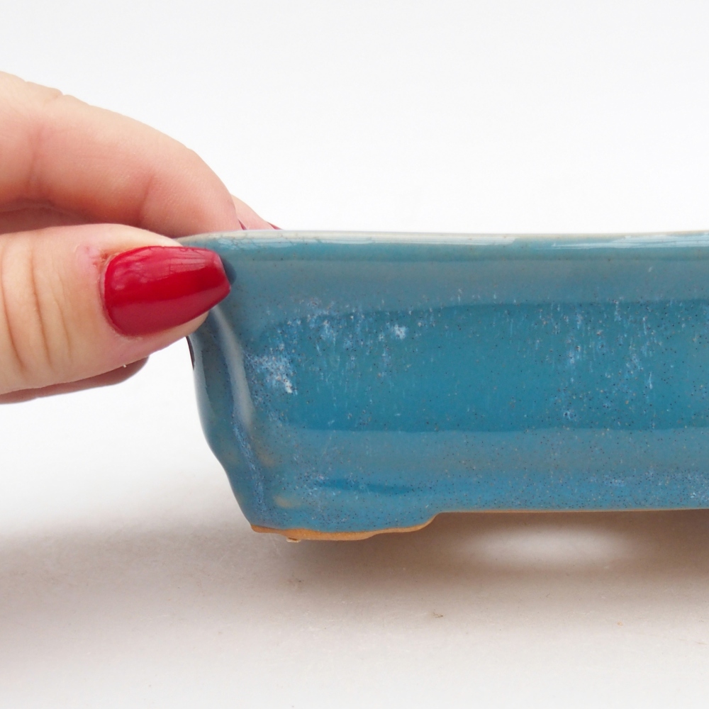 Keramická bonsai miska 14 x 11 x 4 cm, barva modrá