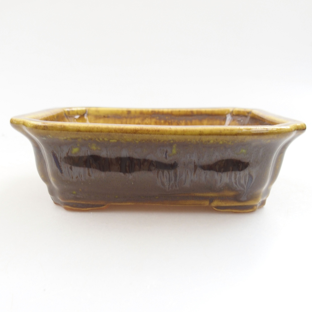 Keramická bonsai miska 13 x 10,5 x 4 cm, barva žlutá