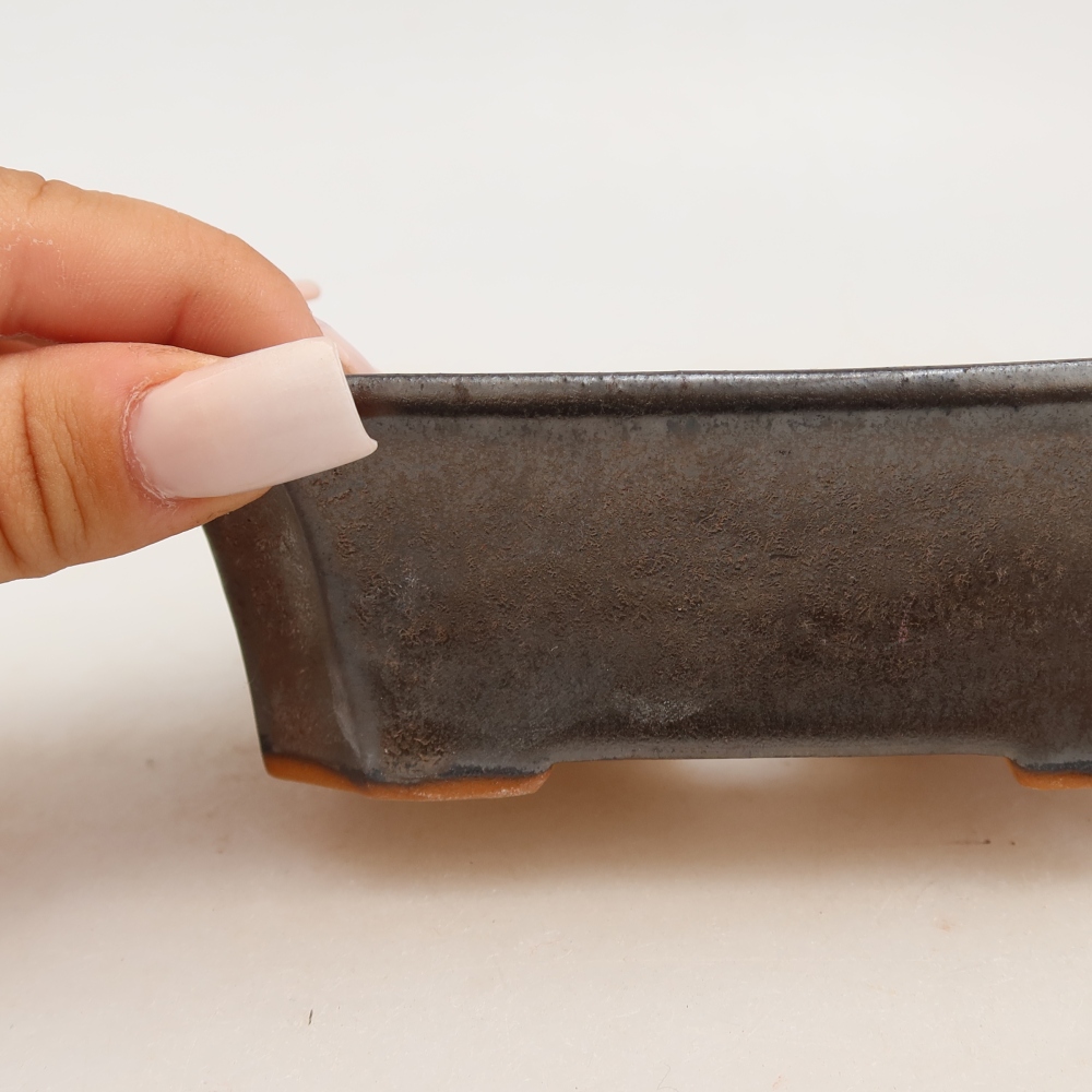 Keramická bonsai miska 13,5 x 11 x 4 cm, barva kovová