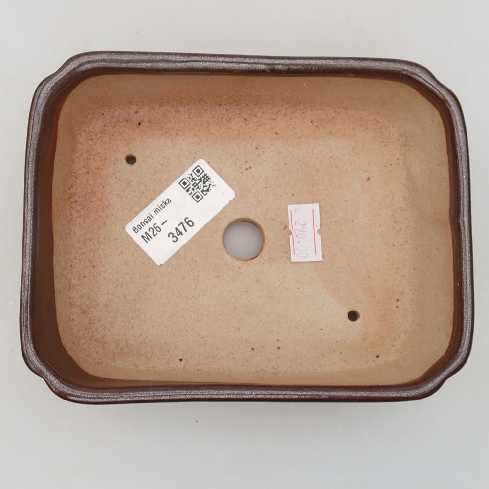 Keramická bonsai miska 15 x 12,5 x 4,5 cm, barva hnědá