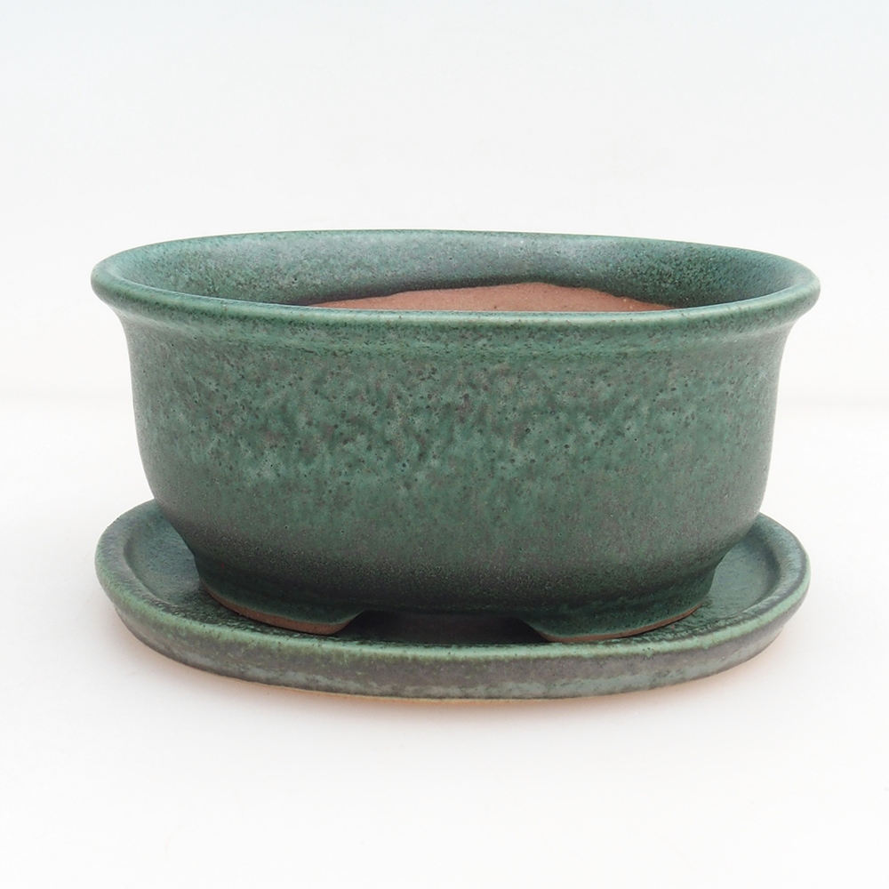 Bonsai miska + podmiska H30 - 12 x 10,5 x 5,5 cm. - zelená