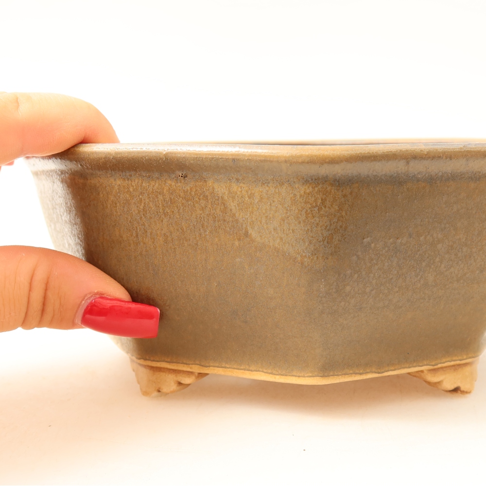 Keramická bonsai miska 17 x 16 x 6,5 cm, barva hnědá
