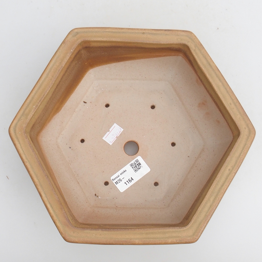 Keramická bonsai miska 23 x 21 x 7,5 cm, barva béžová