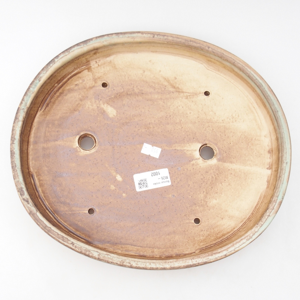 Keramická bonsai miska 31 x 27 x 4 cm, barva zelená