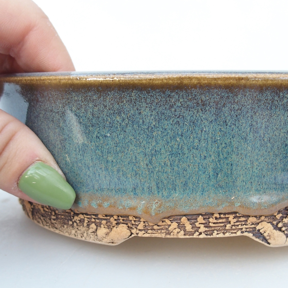 Keramická bonsai miska 15,5 x 15,5 x 5 cm, barva modrošedá