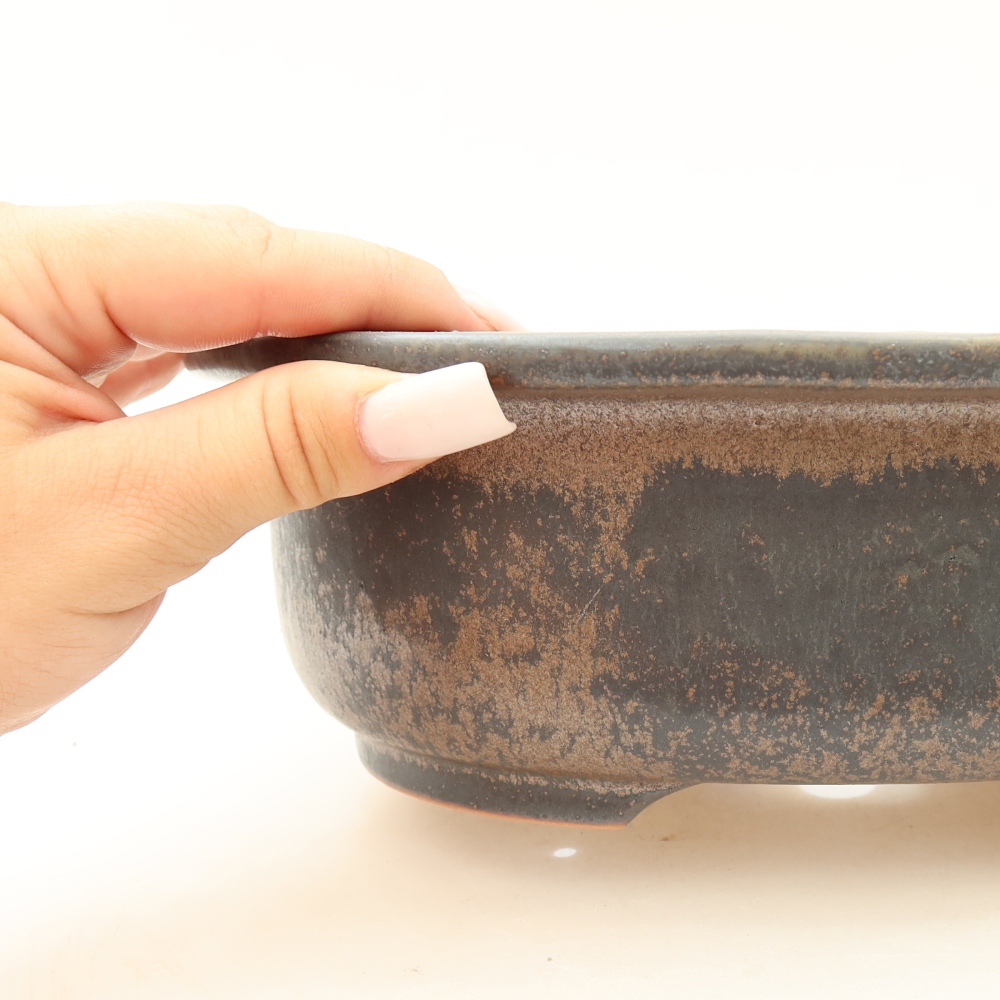 Keramická bonsai miska 23 x 19 x 8 cm, barva hnědá