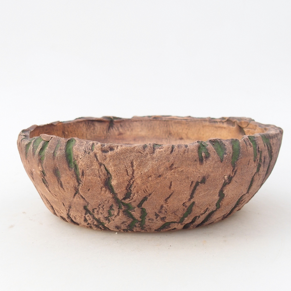 Keramická bonsai miska 17 x 17 x 6 cm, barva zelená
