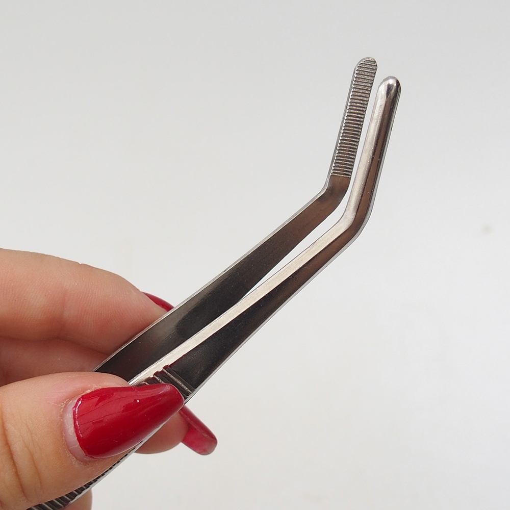 Špachtle a zahnutá pinzeta 22 cm - nerez