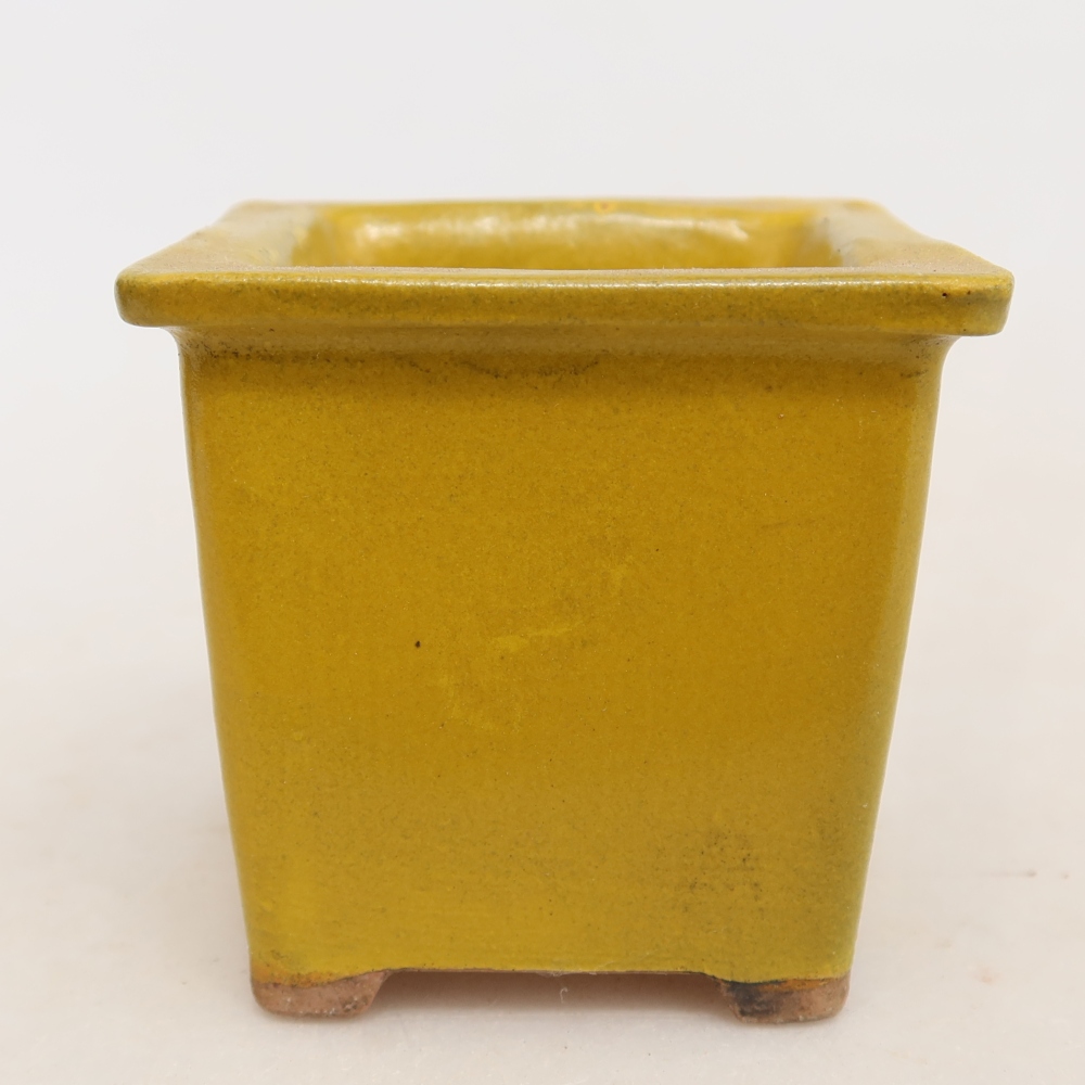 Keramická bonsai miska 6 x 6 x 5,5 cm, barva žlutá