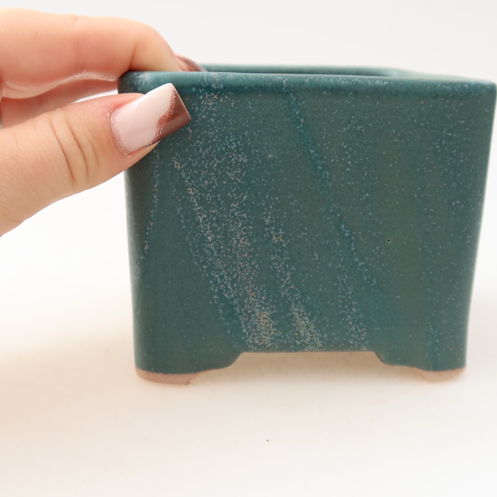 Keramická bonsai miska 10 x 10 x 8 cm, barva modrá