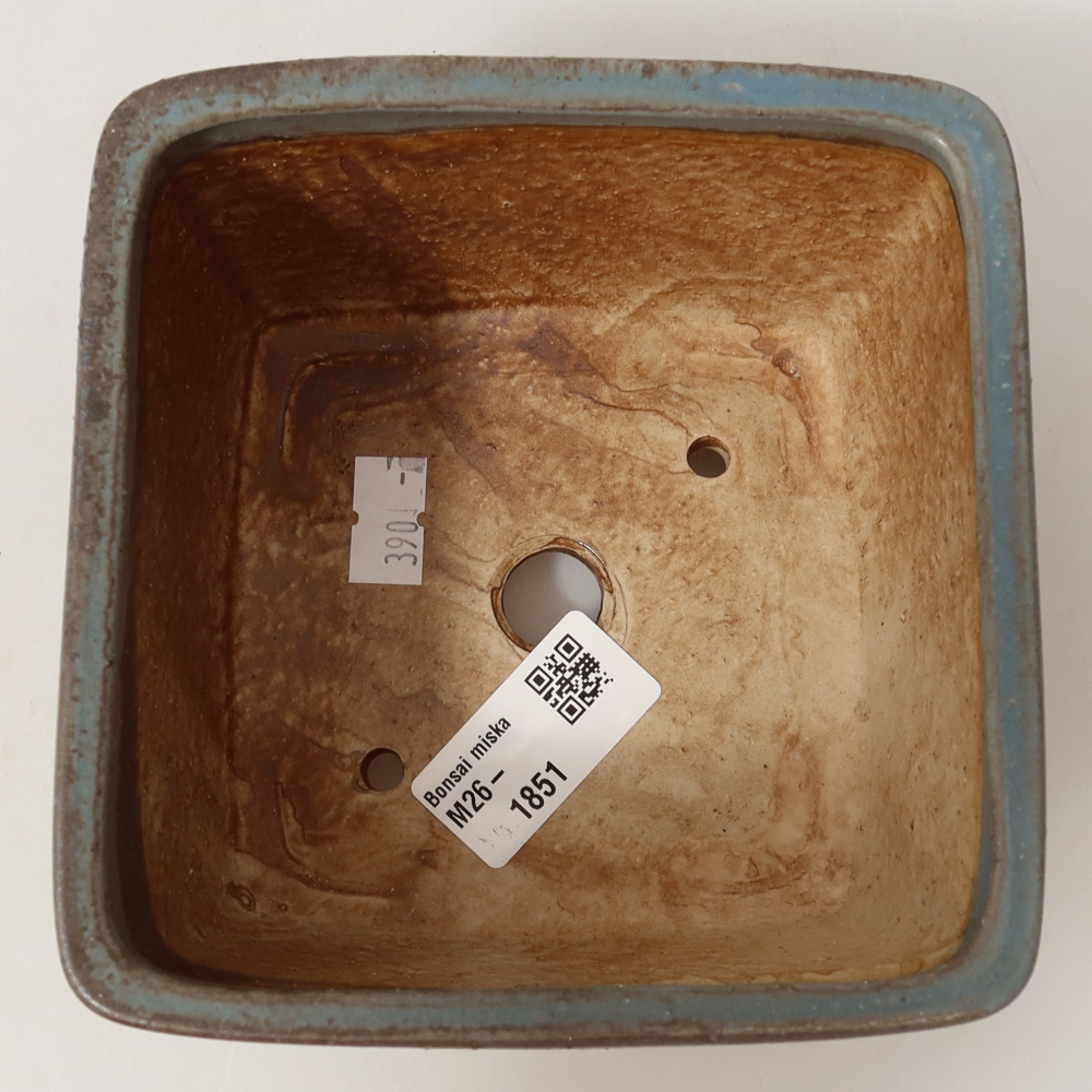 Keramická bonsai miska 13 x 13 x 8 cm, barva modrá