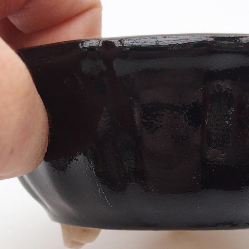 Keramická bonsai miska 10,5 x 10,5 x 4,5 cm, barva černá