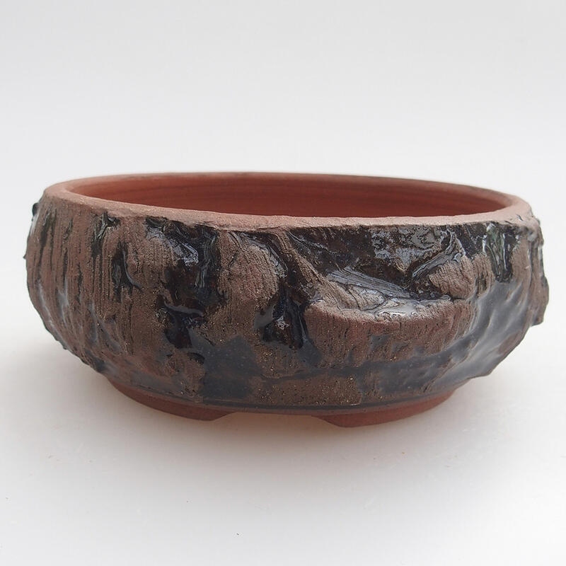 Keramická bonsai miska 10,5 x 10,5 x 4 cm, barva hnědá