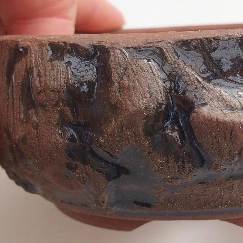 Keramická bonsai miska 10,5 x 10,5 x 4 cm, barva hnědá