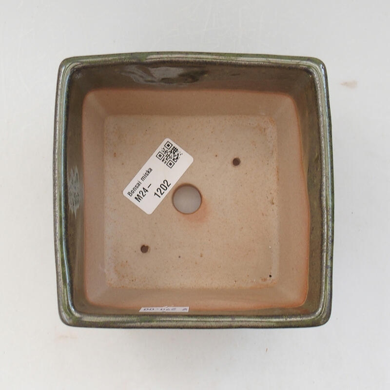 Keramická bonsai miska 11,5 x 11,5 x 9 cm, barva zelená