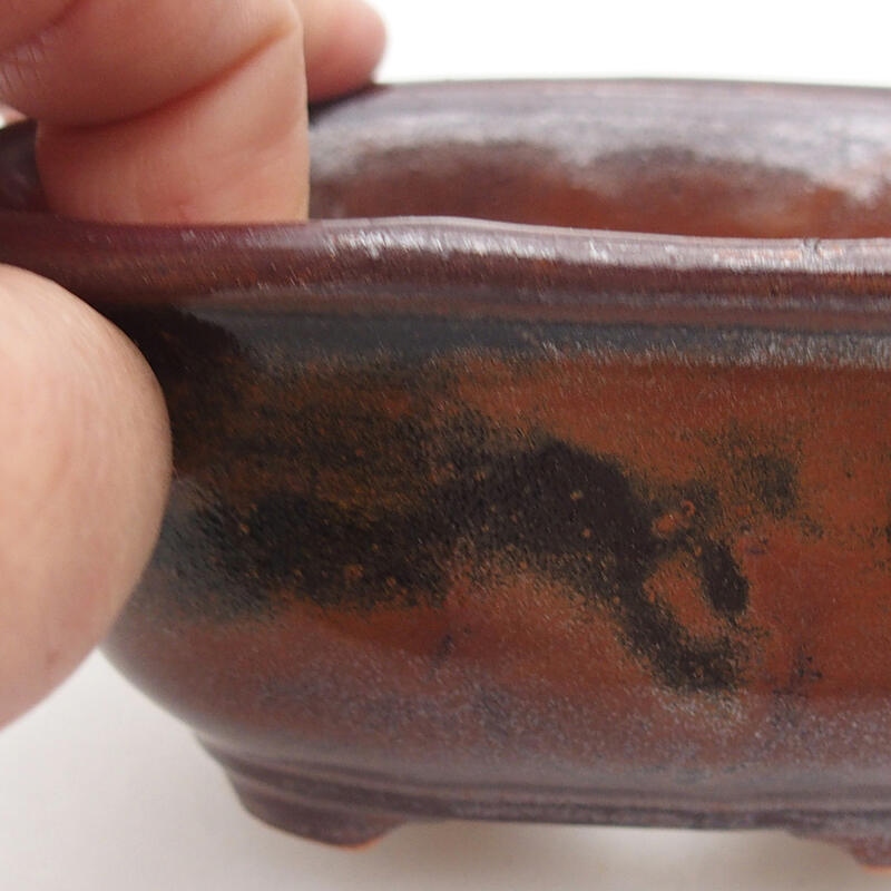 Keramická bonsai miska 11,5 x 8 x 5 cm, barva hnědočerná