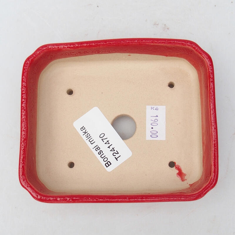Keramická bonsai miska 11 x 9,5 x 3 cm, barva červená