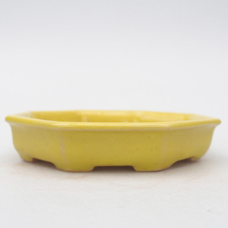 Keramická bonsai miska 12,5 x 11,5 x 2 cm, barva žlutá