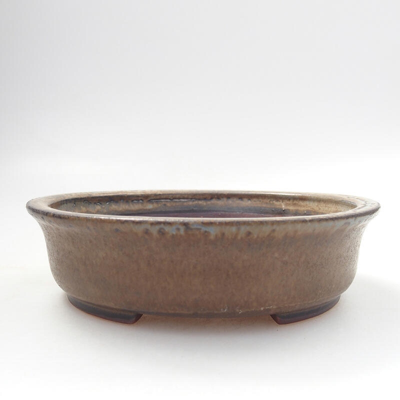 Keramická bonsai miska 12,5 x 12 x 3,5 cm, barva hnědá