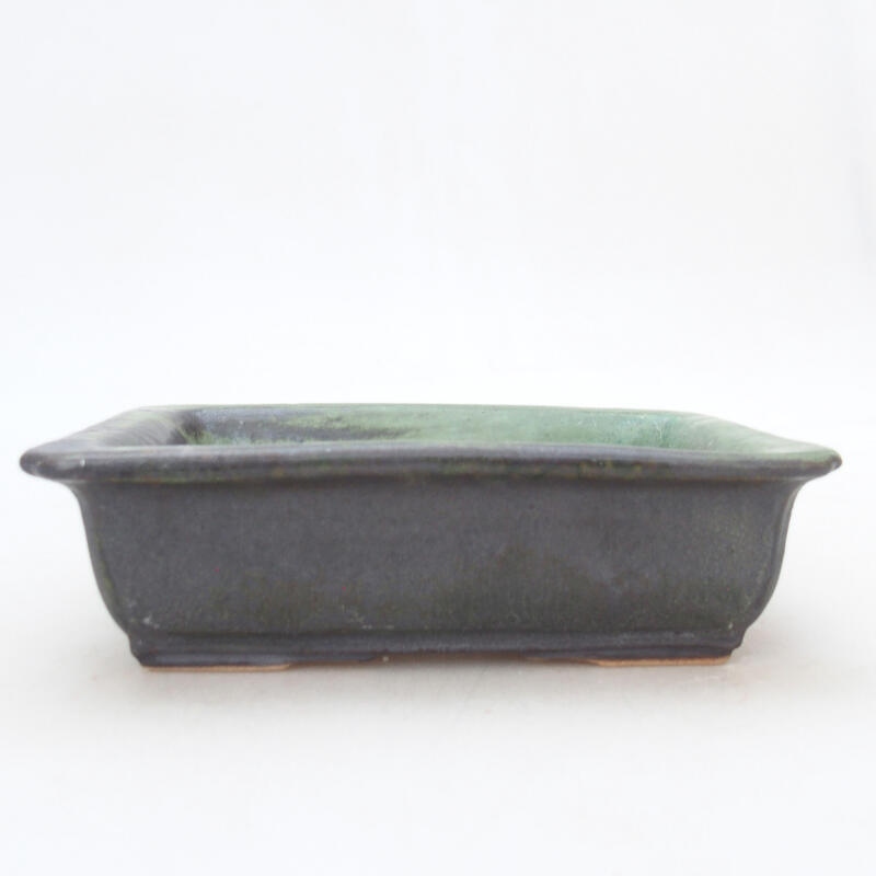 Keramická bonsai miska 13,5 x 10 x 4 cm, barva šedozelená