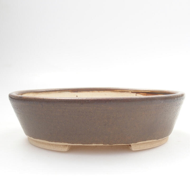 Keramická bonsai miska 13 x 11 x 3,5 cm, barva hnědá