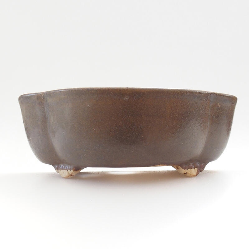 Keramická bonsai miska 13 x 12 x 5 cm, barva hnědá