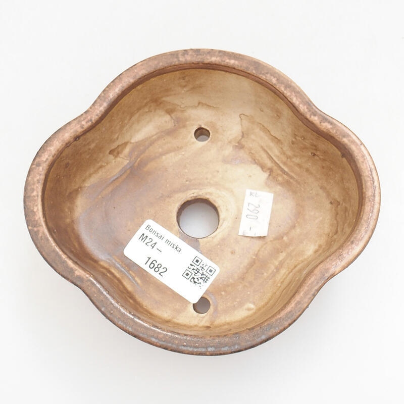 Keramická bonsai miska 13 x 12 x 5 cm, barva oranžová