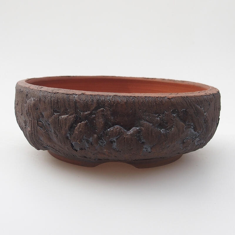 Keramická bonsai miska 14 x 14 x 5 cm, barva hnědá