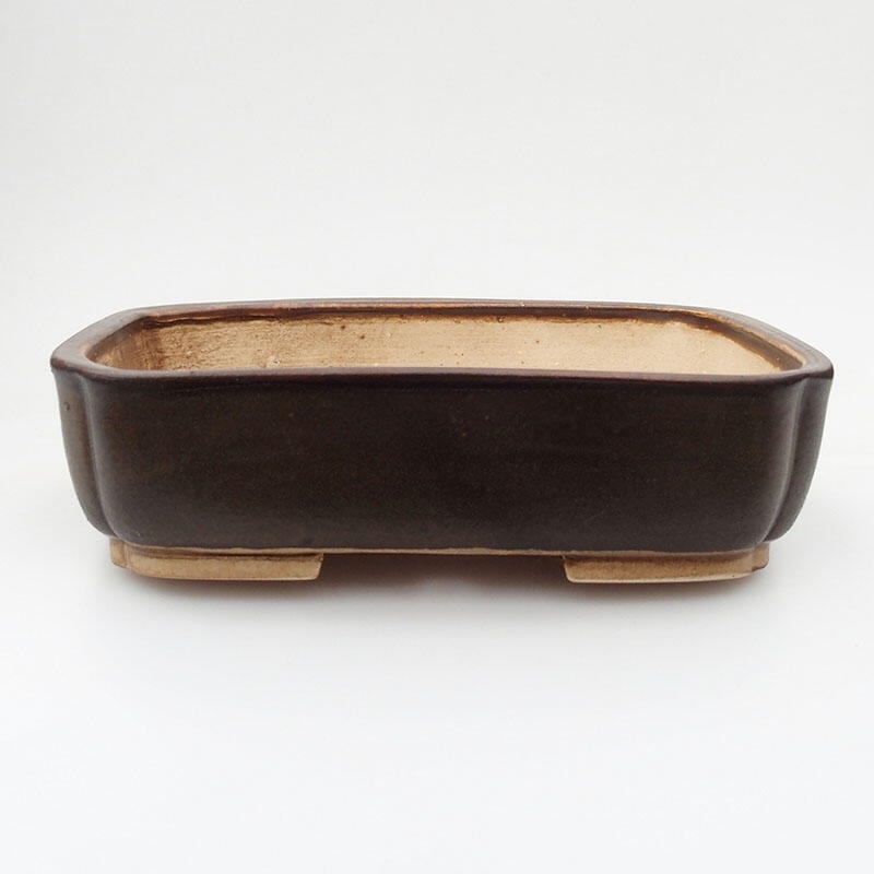 Keramická bonsai miska 17 x 13 x 4,5 cm, barva hnědá