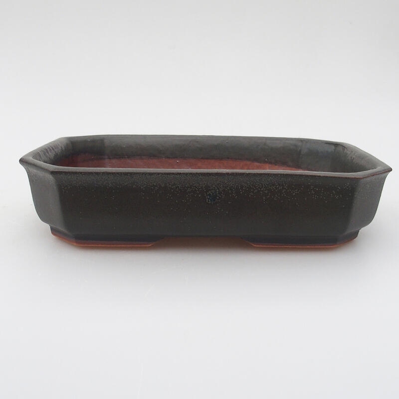Keramická bonsai miska 18 x 13,5 x 4 cm, barva šedá