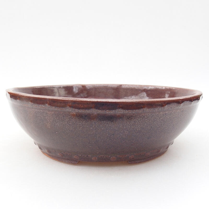 Keramická bonsai miska 18 x 18 x 5,5 cm, barva hnědá