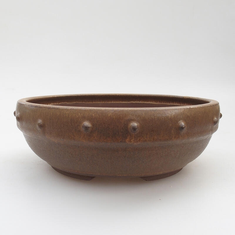 Keramická bonsai miska 18 x 18 x 6 cm, barva hnědá