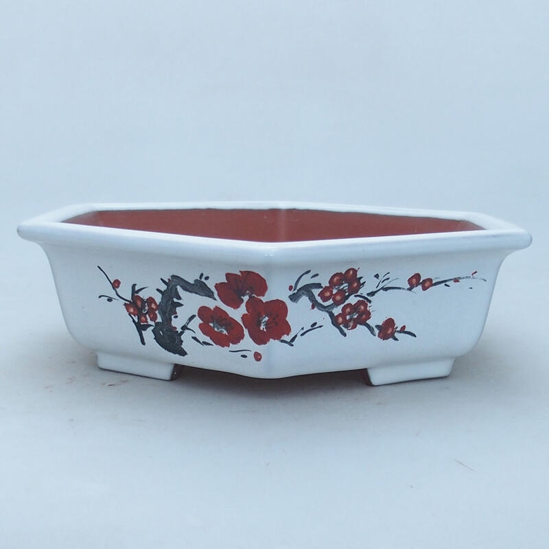 Keramická bonsai miska 23 x 21 x 6 cm, barva bílá