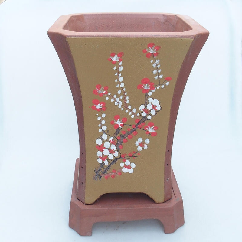 Keramická bonsai miska 23 x 23 x 30 cm, barva hnědá